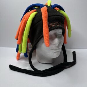 Vintage DISNEYLAND GOOFY Neon & Black Dreadlock Fleece Hat Winter Ski One Size